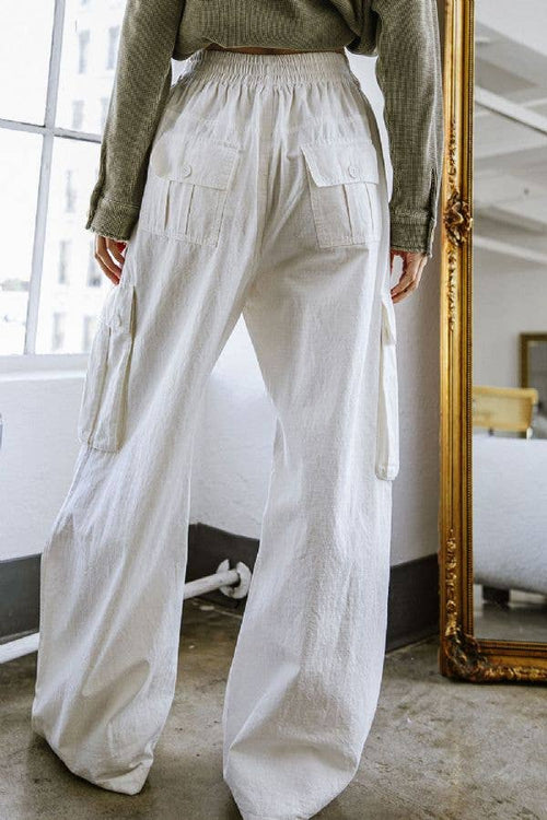 Woven White Cargo Pant