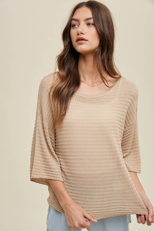 Textured Lightweight 3/4 sleeve sweater