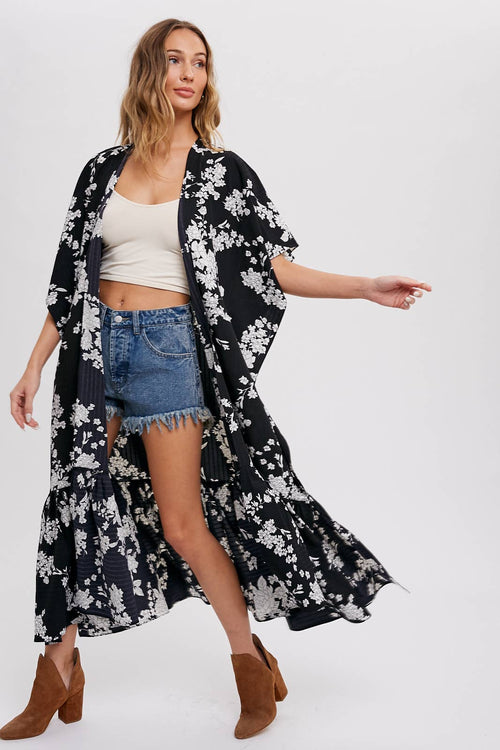 FLORAL PRINT MAXI KIMONO