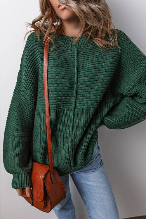 Green Crewneck  Lantern Sleeve Sweater