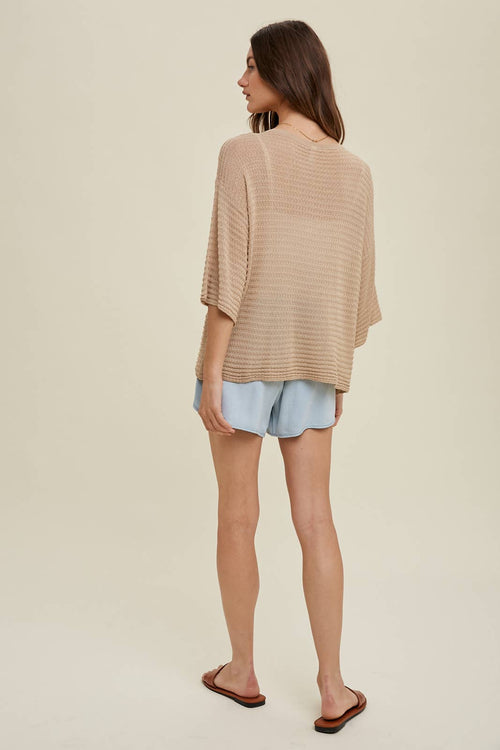 Textured Lightweight 3/4 sleeve sweater