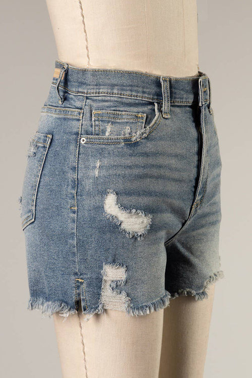 High waisted denim shorts