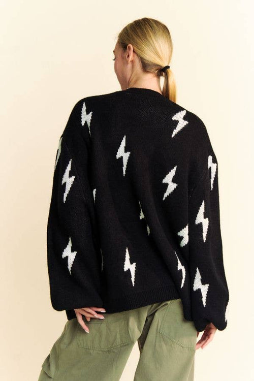 LIGHTNING BOLT OVERSIZED OPEN SWEATER CARDIGAN