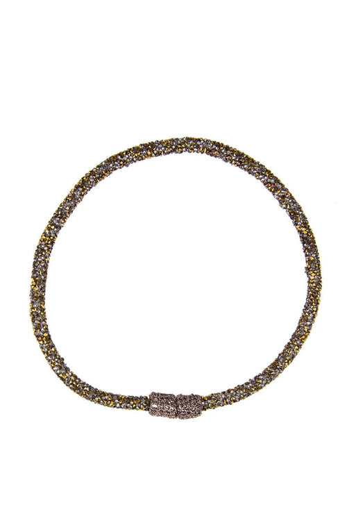 Austria Shimmer Crystal Choker Necklace With Magnetic Clasp: Gold