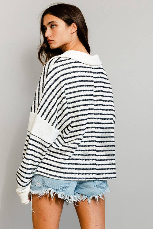 Collared Neck Stripe Top