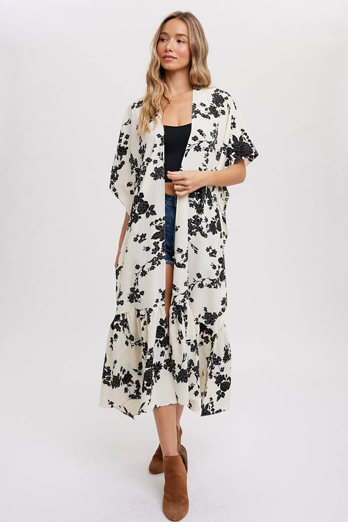 FLORAL PRINT MAXI KIMONO