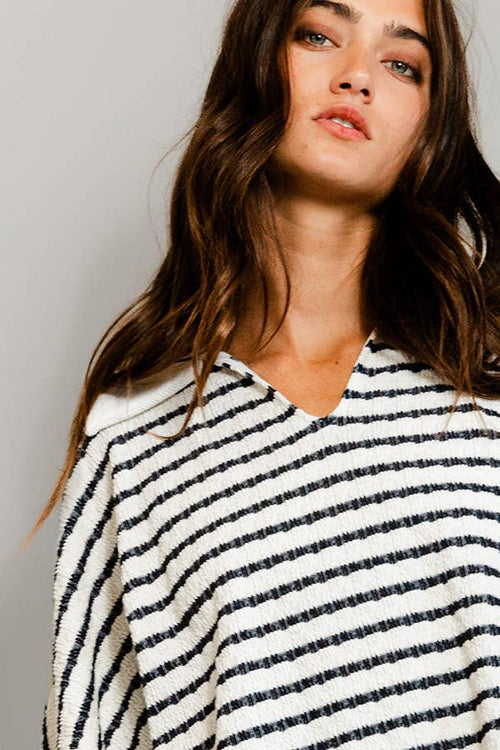 Collared Neck Stripe Top