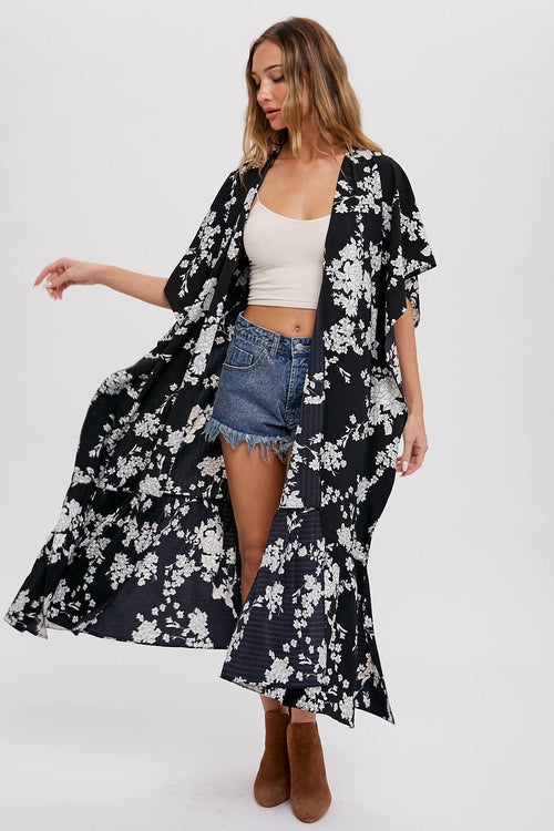 FLORAL PRINT MAXI KIMONO