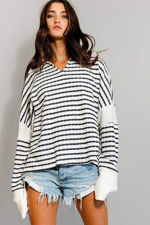 Collared Neck Stripe Top