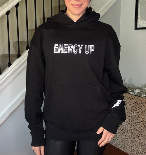 Energy Up Black Hoodie w/Bolt Wrist Tattoo