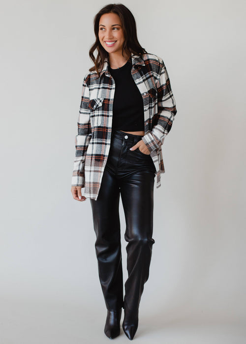 Black, Cream & Orange Plaid Flannel