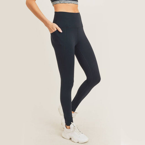 Black tapered Band Essential Solid Highwaist Leggings