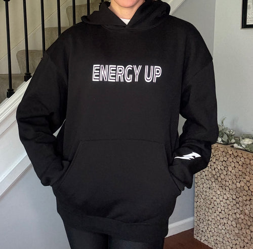 Energy Up Black Hoodie w/Bolt Wrist Tattoo