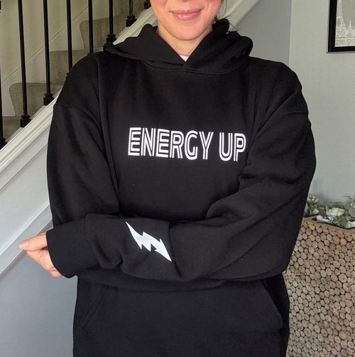 Energy Up Black Hoodie w/Bolt Wrist Tattoo