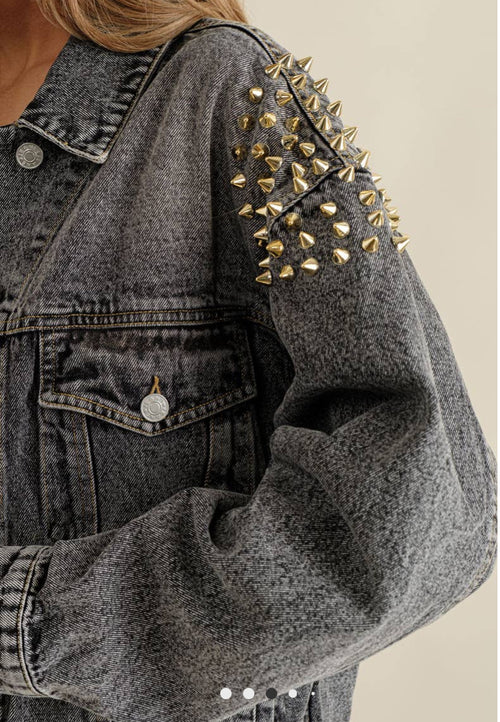 Denim Jacket with Gold Studs