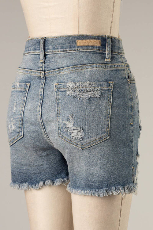 High waisted denim shorts