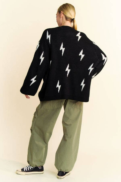 LIGHTNING BOLT OVERSIZED OPEN SWEATER CARDIGAN