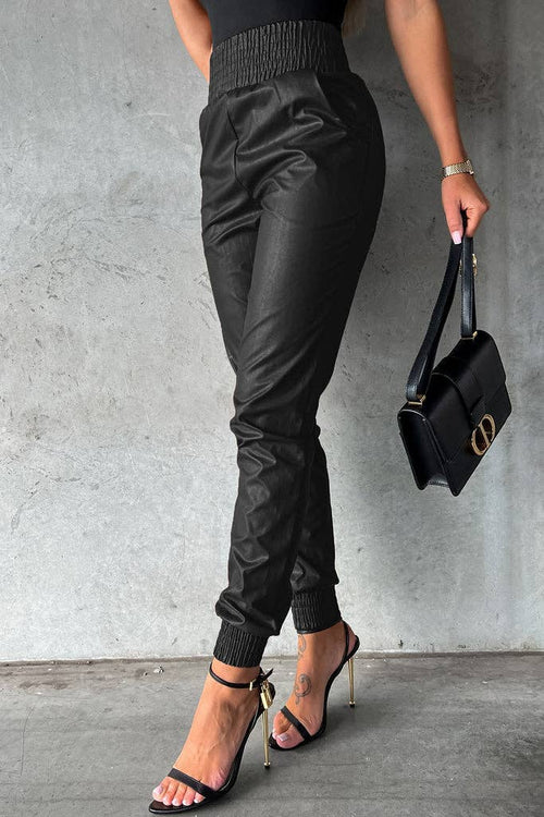 Leather High-Waist Skinny Pants