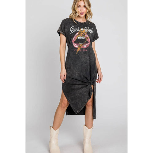 ROCK AND ROLL NEVER DIES MINERAL GRAPHIC DRESS