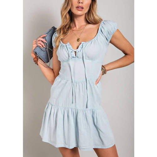 Light Denim Wash Mini Dress