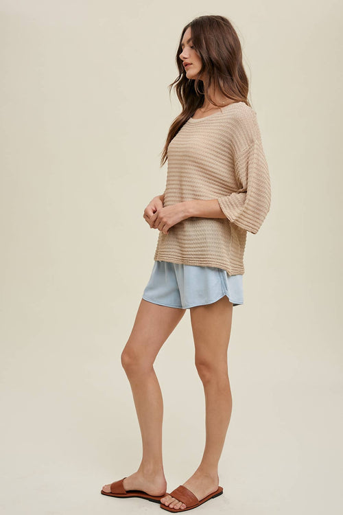 Textured Lightweight 3/4 sleeve sweater