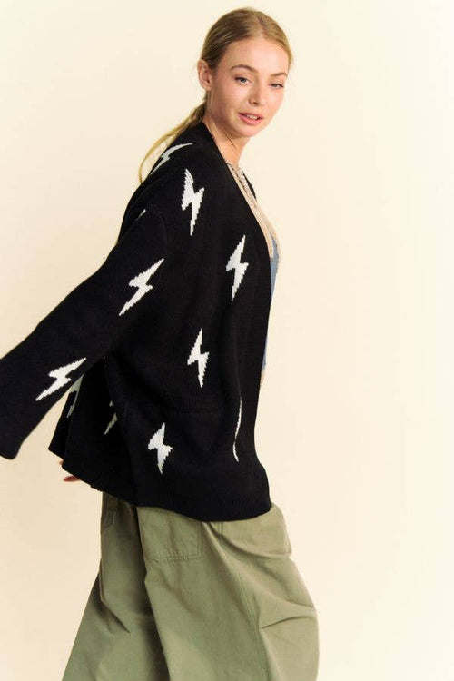 LIGHTNING BOLT OVERSIZED OPEN SWEATER CARDIGAN