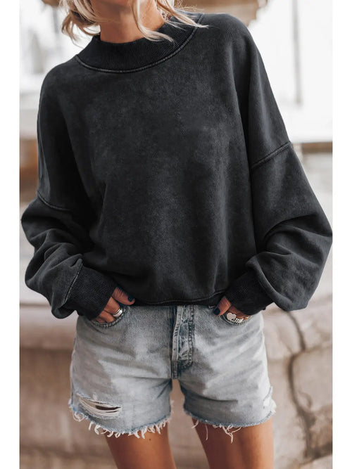 Black Crew Neck Pullover Sweatshirt