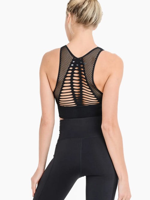 Black Laser Cut Sports Bra