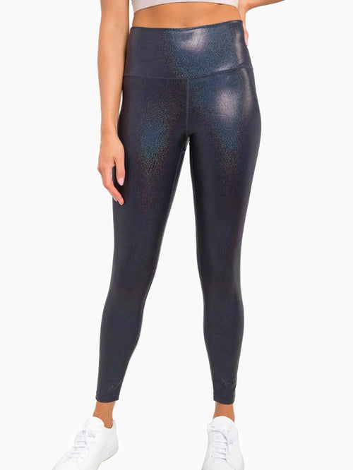 High Waisted Black Holographic Leggings