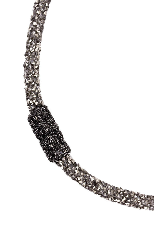 Austria Shimmer Crystal Choker Necklace With Magnetic Clasp: Gold