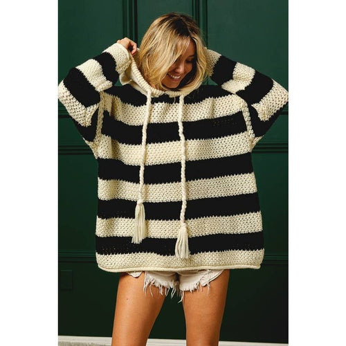 HOODED STRIPED SWEATER