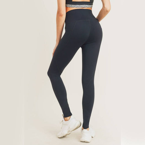 Black tapered Band Essential Solid Highwaist Leggings