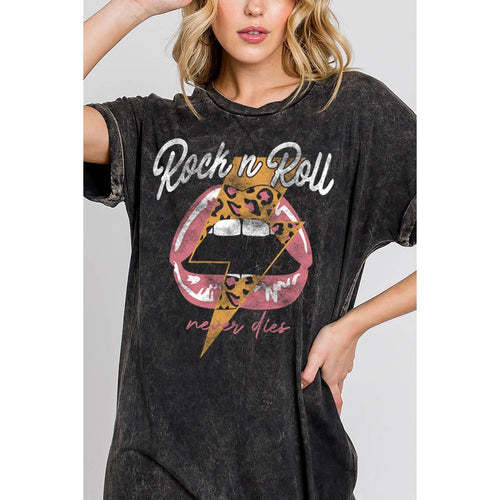 ROCK AND ROLL NEVER DIES MINERAL GRAPHIC DRESS