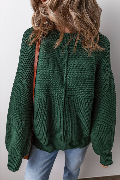 Green Crewneck  Lantern Sleeve Sweater