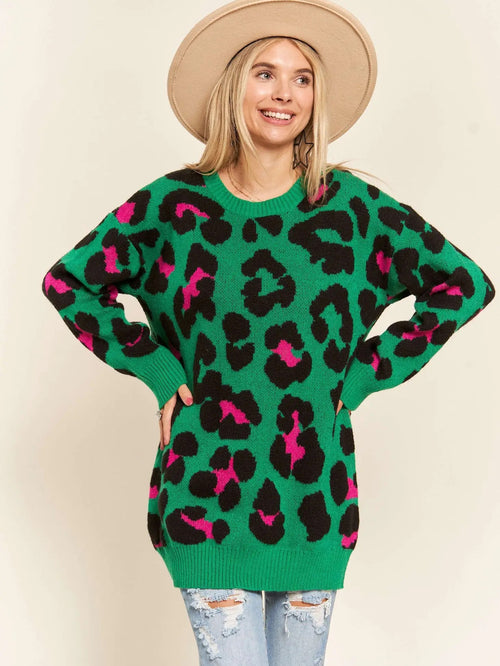 Green Leopard Sweater