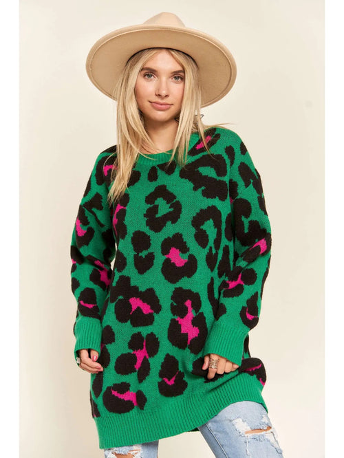 Green Leopard Sweater