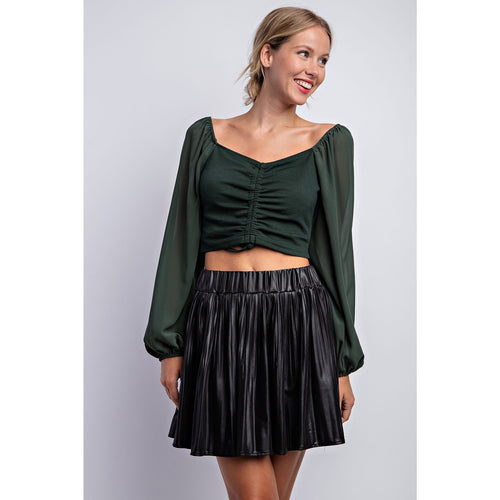 Pleated Mini Skirt (Black, Mocha)