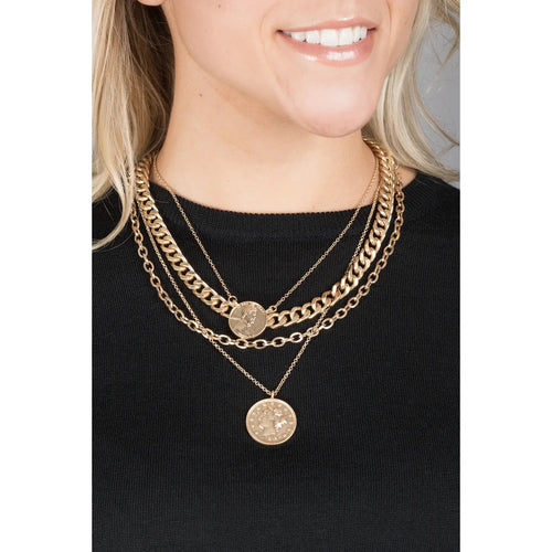 Sikka Coin Layered Chain Necklace