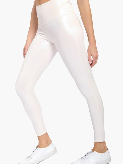 White Foil High Waisted Leggings