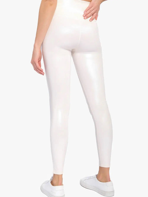 White Foil High Waisted Leggings